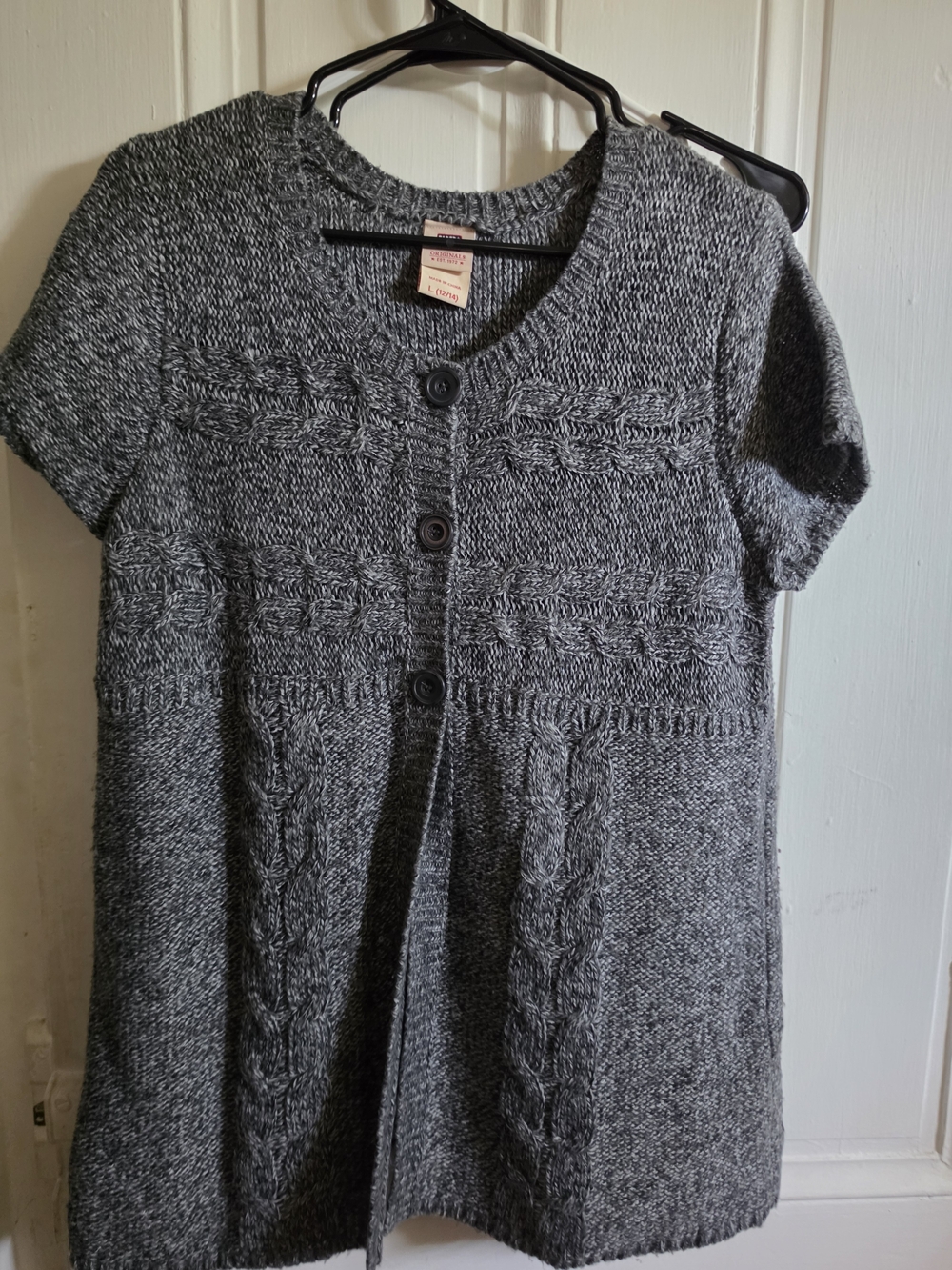 Faded Glory Charcoal Gray Knit Short-Sleeve Cardigan Dress